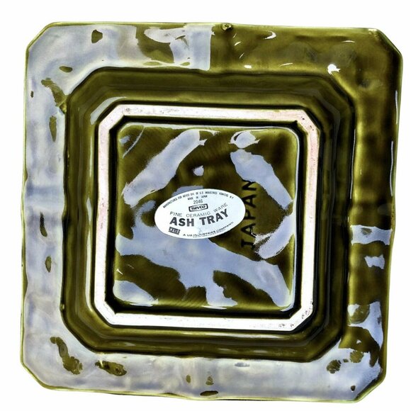 Vintage Nevco Japan Ashtray Avocado Green with Apple Pear Lemon Fruit Signed - Picture 3 of 3